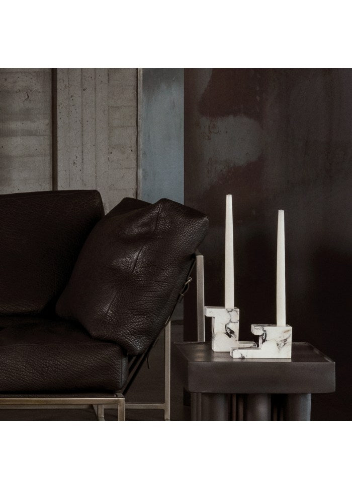 Brick Candle Holder, Low - Calacatta