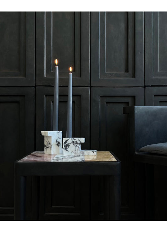 Brick Candle Holder, Low - Calacatta