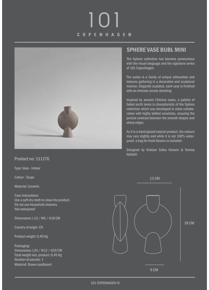 Sphere Vase Bubl, Mini - Taupe