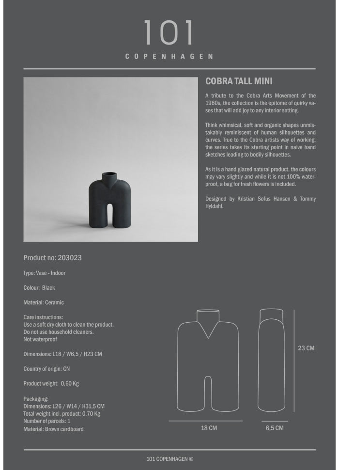 Cobra Tall, Mini - Black